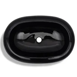 Belfry Bathroom 250mm L Ceramic Oval Countertop Basin Sink Black