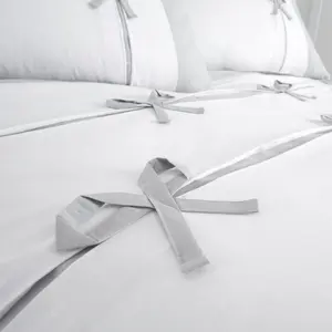 Milo Bow Duvet Cover Set with Pillowcases White / Double Duvet Cover + 2 Standard Pillowcases