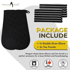 Penguin Home 3 Piece Oven Glove & Tea Towel Set