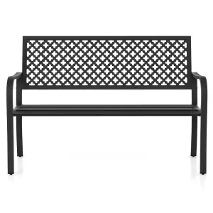 Costway Outdoor Garden Bench 2-Person Heavy Duty Metal Bench w/ Backrest