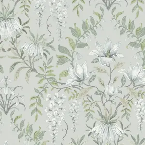 Laura Ashley Parterre Sage Damask Smooth Wallpaper