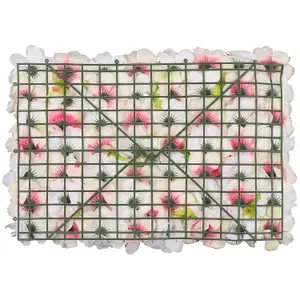 Artificial Flower Wall Backdrop Panel, 60cm x 40cm, White Jasmine & Pink Shade