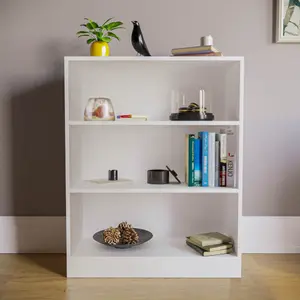 Vida Designs Cambridge White 3 Tier Low Bookcase Freestanding Shelving Unit (H)750mm (W)600mm (D)240mm