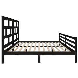 Berkfield Bed Frame Black Solid Wood Pine 200x200 cm