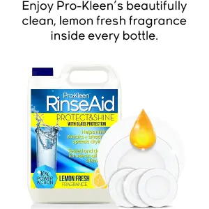 Pro-Kleen Rinse Aid (15L + 500ml) - Lemon Fresh - Protect & Shine With Added Glass Protection