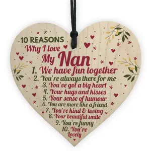 Red Ocean Reasons Why I Love My Nan Mothers Day Gift For Her Nan Birthday Gifts Thank You Plaque Keepsake Sign