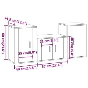 Berkfield 3 Piece TV Cabinet Set High Gloss White Engineered Wood