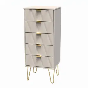 Ready assembled Matt cashmere 5 Drawer Chest of drawers (H)1075mm (W)395mm (D)415mm