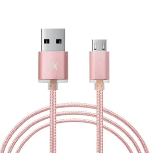 Fx Braided Micro USB Data Cable, Gold, Rose Gold, Space Grey, Rose gold