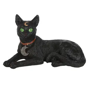 Something Different Laying Black Cat Figurine Black/Green (One Size)