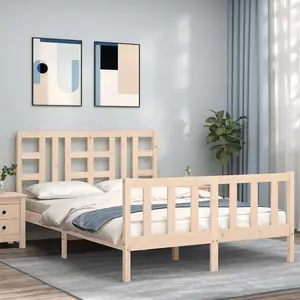 Berkfield Bed Frame with Headboard 140x190 cm Solid Wood