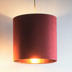 14"  Wine Velvet Drum Lampshade for Lamps and Ceiling