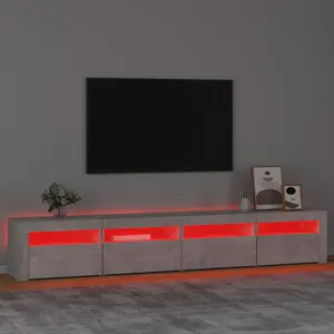 Berkfield TV Cabinet with LED Lights Concrete Grey 240x35x40 cm