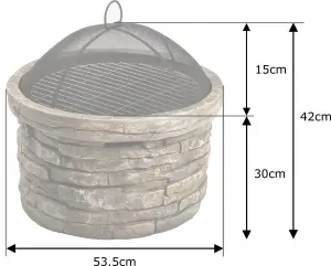 Centurion Supports Fireology SAMUI Beige Majestic Garden Fire Pit Brazier and Barbecue with Eco-Stone Finish