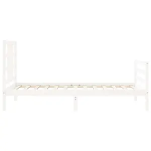 Berkfield Bed Frame with Headboard White 100x200 cm Solid Wood