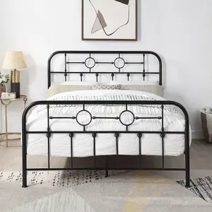 Ware Victorian Industrial Design Black Metal Bed Frame - Double / King