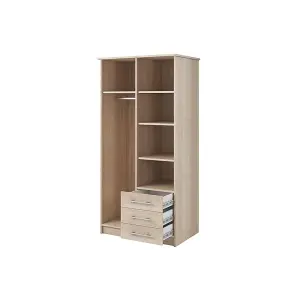 Stylish Alex Hinged Door Wardrobe W1000mm H2100mm D640mm - Timeless Sonoma Oak Finish