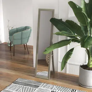 Mahalet Rectangle Wood Floor Mirror Grey