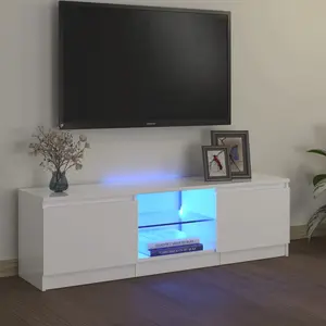 Labonte  TV Cabinet with LED Lights 120x30x35,5 cm High Gloss White