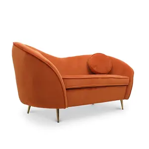 2 Seater Loveseat Small Sofa in Velvet Orange