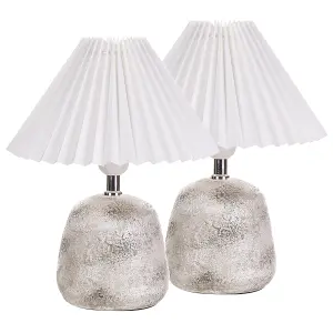 Set of 2 Ceramic Table Lamps White ZEYI