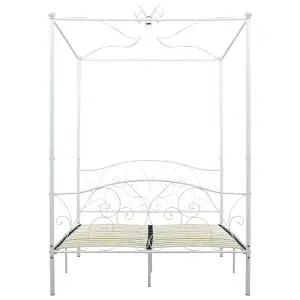 Berkfield Canopy Bed Frame White Metal 140x200 cm