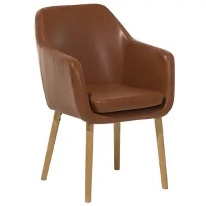 Dining Chair YORKVILLE Faux Leather Golden Brown