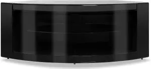 Homeology PANGEA Gloss Black Curved Tru-Corner Beam-Thru Doors up to 50" TV Cabinet