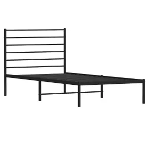 Berkfield Metal Bed Frame with Headboard Black 75x190 cm 2FT6 Small Single