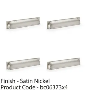 4 PACK - Backplate Cup Handle - Satin Nickel 203mm Centres Solid Brass Shaker Drawer Pull