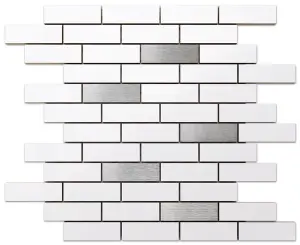 Ceramic mosaic on mesh for bathroom or kitchen 298mm x 373mm - Silver mine matt