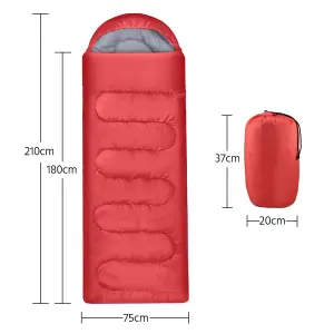 Yaheetech Red Adult Envelope Sleeping Bag Single Person for 3 Seasons