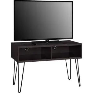 Dorel Owen Espresso Retro TV Stand Wooden Metal Table Furniture With Shelves Up To 42"