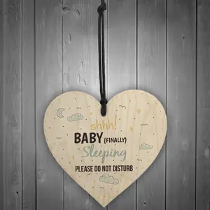 Red Ocean Baby Sleeping Hanging Heart Baby Son Daughter Bedroom Plaque Do Not Disturb Door Sign New Born Christening Gift