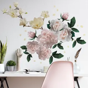 Walplus White Magnolia With Roses Wall Stickers Mural Decal