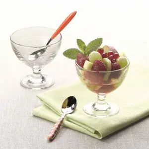 Duralex - Gigogne Glass Ice Cream Bowls - 250ml Stem Dishes for Dessert, Sundae - Pack of 6