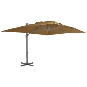 Berkfield Outdoor Umbrella with Portable Base Taupe