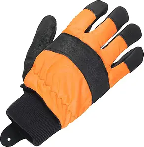 SPARES2GO Large Hi Visibility Chainsaw Comfort Safety Gloves (Size 10)