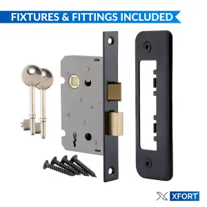 XFORT 3 Lever Matt Black Mortice Sashlock 65mm