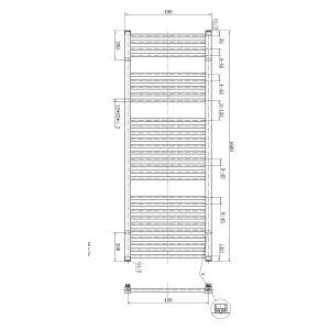 Weston Chrome Heated Towel Rail - 1600x490mm