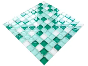 Glass mosaic on mesh for bathroom or kitchen 300mm x 300mm - Winter frost