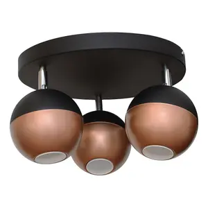 Luminosa Midway Spotlight Clusters Black, Copper 40cm