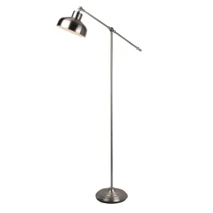 First Choice Lighting Set of 2 Satin Nickel Lever Arm Floor Lamps