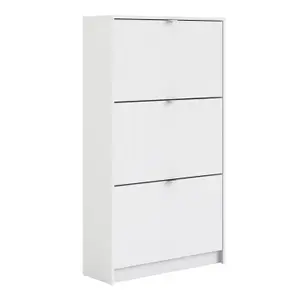 Shoes Shoe cabinet  w. 3 tilting doors and 2 layers White