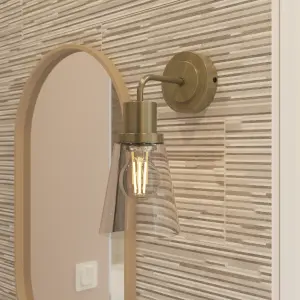 GoodHome Bobwhite Antique brass effect Wired Bathroom wall light