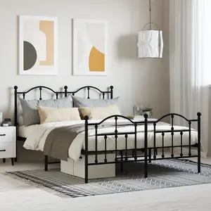 Berkfield Metal Bed Frame with Headboard and Footboard Black 140x200 cm