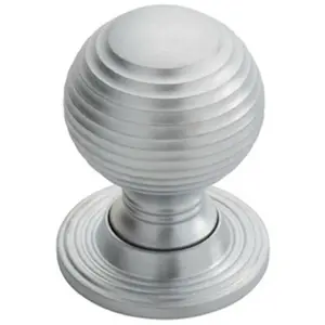 Textured Reeded Ball Cupboard Door Knob 28mm Dia Satin Chrome Handle