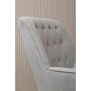 Interior by Premier Versatile Grey Curved Chair, Highback Velvet Buttoned Chair, Lightweight Velvet High-back Dining Chair