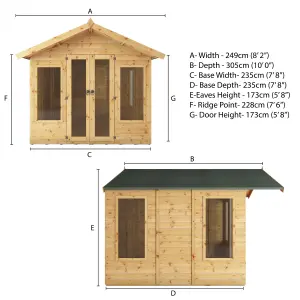 Mercia Sussex 8x8 ft with Double door & 4 windows Apex Wooden Summer house