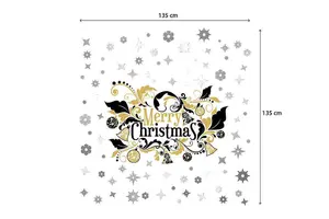 Walplus Classic Merry Christmas with Silver Snowflakes Xmas Art DIY Art Home Decor Gift